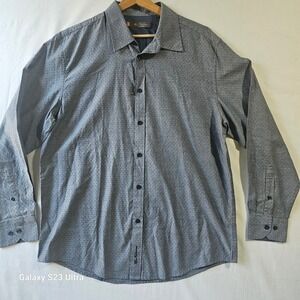 Ben Sherman Men's XL Grey Dot Print LS Button Up Shirt NWOT 100% cotton